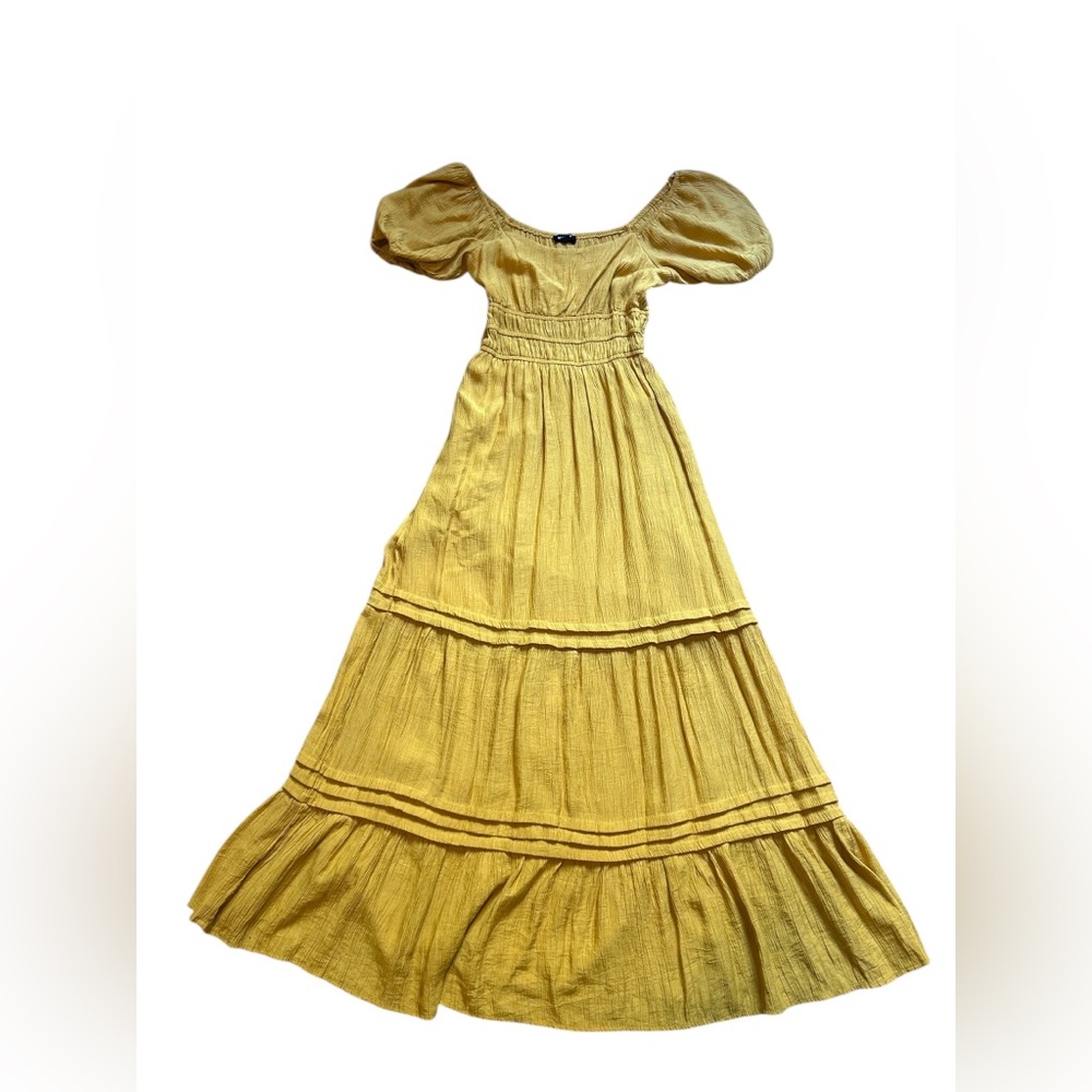Max & Ash | Tiered Mustard Yellow Maxi Dress